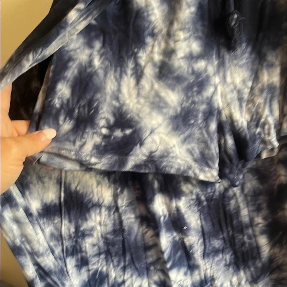 Justice Blue Tie-Dye shorts with long half skirt overlay